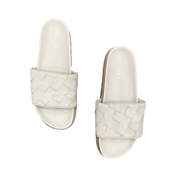 J/Slides Sandals Women's 8.5 Rollie Woven Slip On Espadrille Sporty Leather - Picture 1 of 7